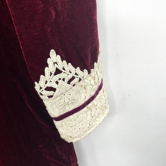 Anna Sui x Modcloth Burgundy and Cream Long Sleeve Dress - Picture 5 of 12